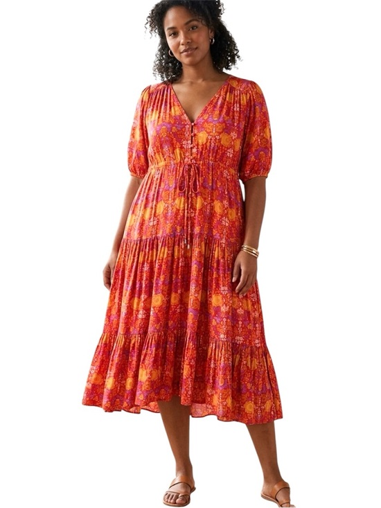 Abel The Label Dresses & Skirts - Abel The Label Floral Prairie Front Split Boho Cottagecore Midi Dress Size Large